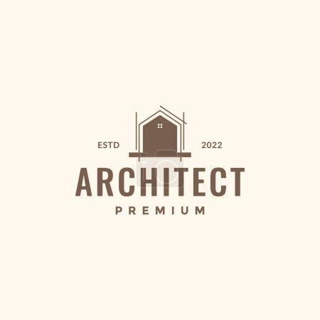 Ilustración de Casa casa arquitecto estructura construcción minimalista hipster logo diseño vector icono ilustración - Imagen libre de derechos