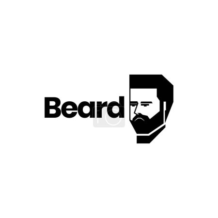 Illustration for Face man gentleman bearded mustache nice geometric modern logo design vector icon illustration - Royalty Free Image