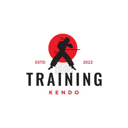 sport culture japan kendo young man isolated logo design vector icon illustration