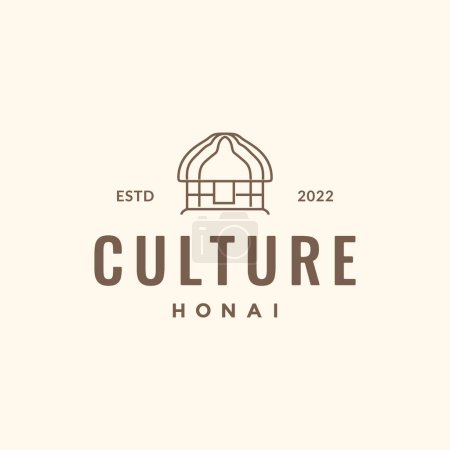 Téléchargez les illustrations : Indonesian culture tribe home wood honai line hipster logo design vector - en licence libre de droit