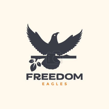 Ilustración de Animal encaramado animal bestia fauna águila vuelo libertad vintage mínimo logotipo diseño vector - Imagen libre de derechos