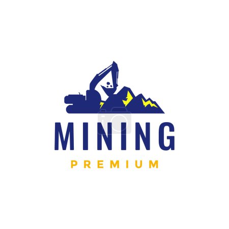 Téléchargez les illustrations : Excavator ground mining peak land gold logo design vector icon - en licence libre de droit