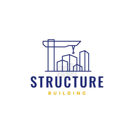 Ilustración de Estructura construcción fábrica empresa industria arquitecto grúa línea mínima logotipo diseño vector icono ilustración - Imagen libre de derechos