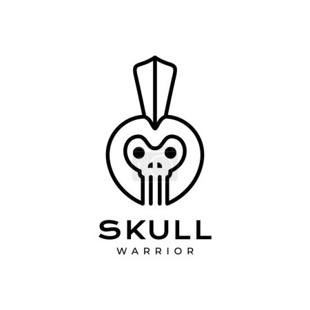 Téléchargez les illustrations : Skull cranium warrior spartan helmet minimal modern logo design vector - en licence libre de droit