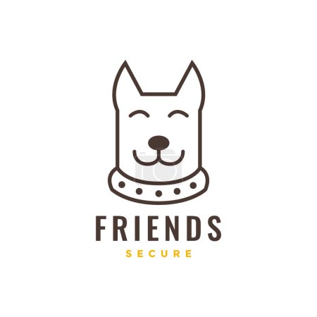 Téléchargez les illustrations : Animal pets dog face necklace security police mascot smile minimal modern logo design vector - en licence libre de droit