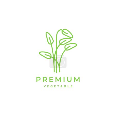 Illustration for Water spinach plant vegetables growth fresh line minimal logo design vector - Royalty Free Image
