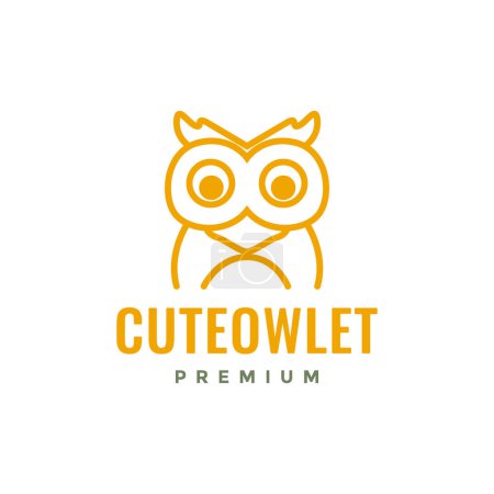 Illustration for Head animal nocturnal night little owl owlet cute mascot minimal logo design vector - Royalty Free Image