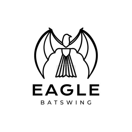 Ilustración de Animal pájaro águila carnívoro mosca alas murciélagos línea mínima moderno diseño geométrico logo vector - Imagen libre de derechos