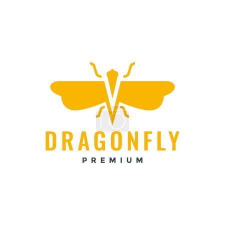 Téléchargez les illustrations : Animal insecte libellule ailes volant moderne simple logo design vecteur - en licence libre de droit