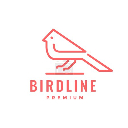 Téléchargez les illustrations : Animal oiseau cardinal perché ligne minimaliste design logo moderne vecteur - en licence libre de droit
