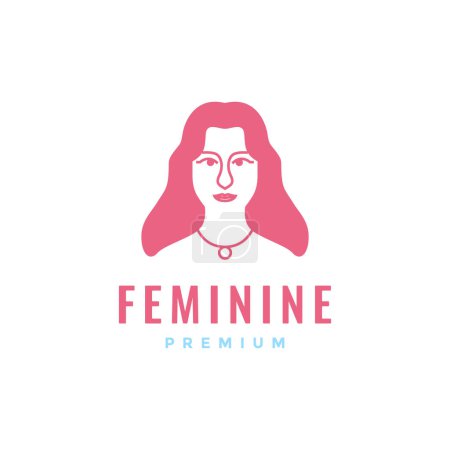 Illustration for Beauty feminine face women longest hair salon treatment mascot logo design vector - Royalty Free Image