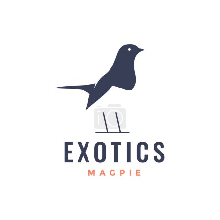 Illustration for Exotic bird magpie singer forest loud beauty modern shape simple logo design vector - Royalty Free Image