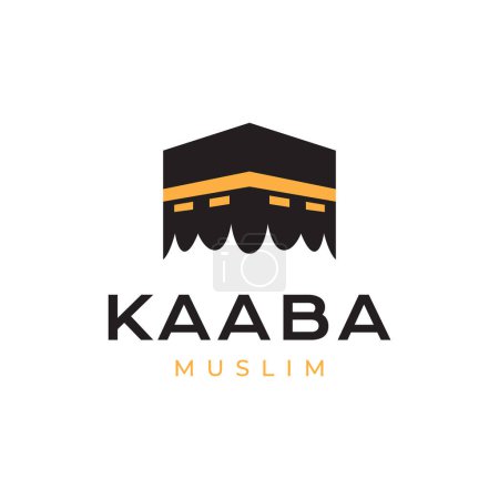 Téléchargez les illustrations : Kaaba lieu rêve musulman prier minimaliste logo design vecteur - en licence libre de droit