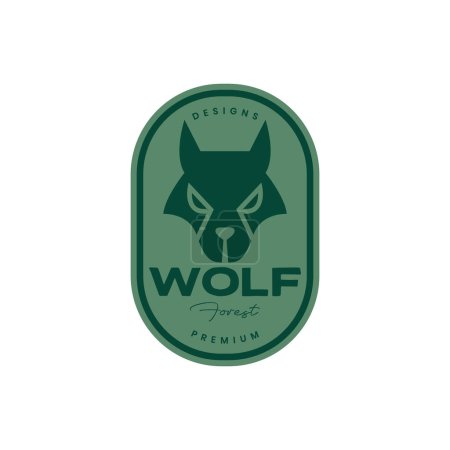 Illustration for Face wildlife forest nocturnal wolf howl badge vintage logo design vector - Royalty Free Image