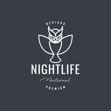 Ilustración de Búho águila vuelo noche geométrica línea moderna logo diseño vector - Imagen libre de derechos