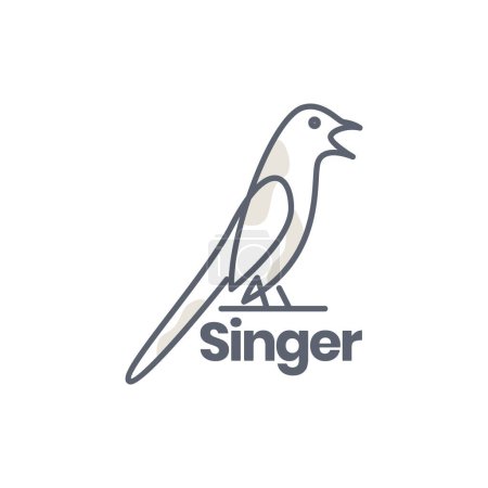 Illustration for Animal bird magpie exotic singer loud perched line art modern abstract logo design vector - Royalty Free Image