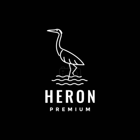 Illustration for Bird heron beauty lake water line art modern minimalist logo design vector - Royalty Free Image