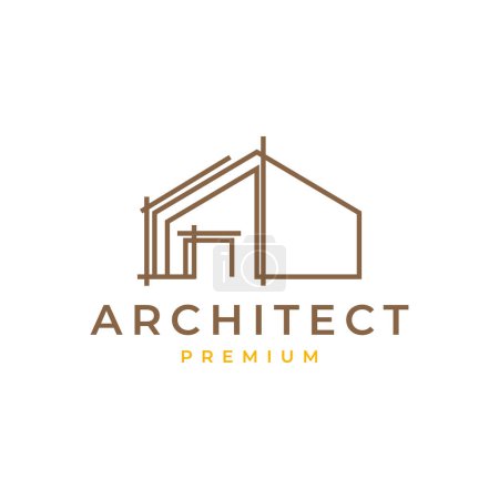 Ilustración de Casa arquitecto estructura construcción minimalista moderno futuro simple línea logotipo diseño vector - Imagen libre de derechos