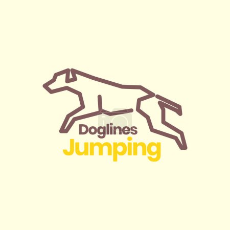 Ilustración de Animales mascotas Anatolian Shepherd perro salto línea arte logo diseño vector - Imagen libre de derechos