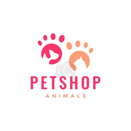 Ilustración de Animal mascotas gato perro pata femenina mascota logo diseño vector - Imagen libre de derechos