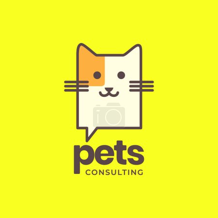 cat pets consulting talk specialist doctor mascot cartoon cute logo vector icon illustration