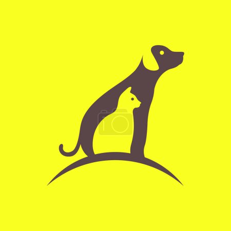 Illustration for Cat and dog pets modern minimal mascot simple logo vector icon illustration - Royalty Free Image