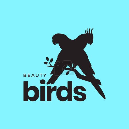 Illustration for Beauty birds parrot and cockatoo branch tree animal mascot logo vector icon illustration - Royalty Free Image