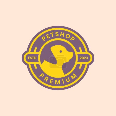 chien chiot animaux tête cercle badge animalerie mascotte vintage simple logo vectoriel icône illustration