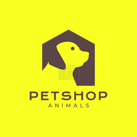 chien animaux domestiques maison cage animalerie minimaliste moderne mascotte logo simple vecteur icône illustration