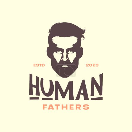 hombre barbudo padre gran mascota cabeza humana vintage logotipo simple vector icono ilustración