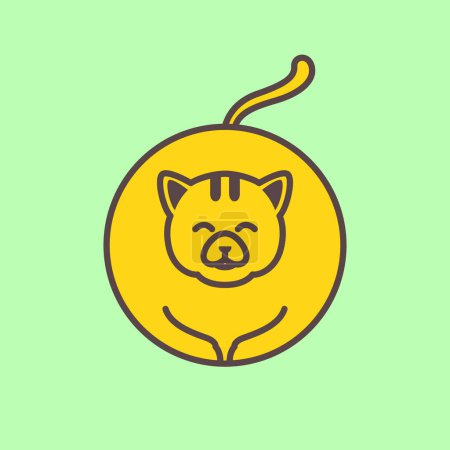 chat animaux gros cercle mascotte dessin animé sourire mignon heureux logo vectoriel icône illustration