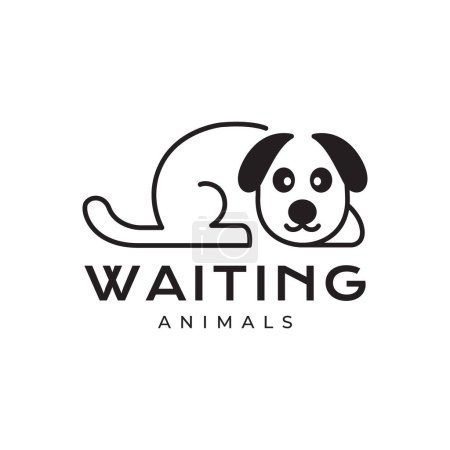 puppy dog pets cute playing floor mascot cartoon minimal modern logo icon vector illustration
