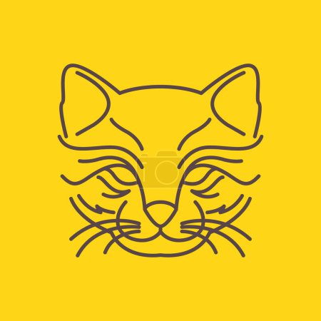 cat pets head lines art simple minimal mascot modern logo icon vector illustration