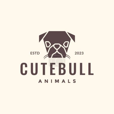 Illustration for Puppy bulldog cute mascot simple vintage hipster logo icon vector illustration - Royalty Free Image
