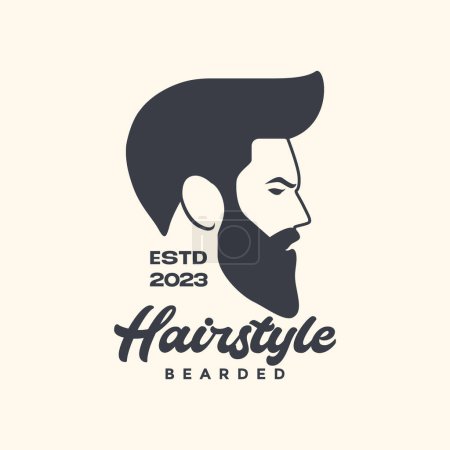 Illustration for Man hairstyle tuft cool bearded vintage mascot logo icon vector illustration - Royalty Free Image