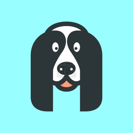 Ilustración de Cavalier Rey Charles Spaniel perro mascotas linda mascota de dibujos animados colorido sonrisa feliz logotipo icono vector ilustración - Imagen libre de derechos