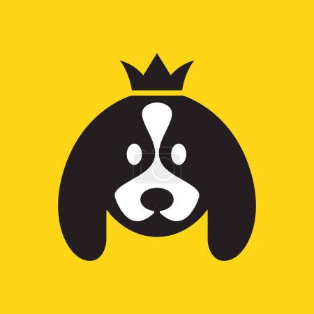Téléchargez les illustrations : Cavalier Roi Charles Spaniel chien animaux couronne roi reine mignonne mascotte dessin animé logo icône vectoriel illustration - en licence libre de droit
