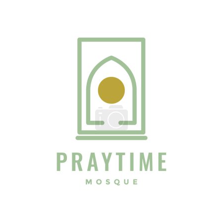 prayer mat muslim minimal line style simple logo design vector icon illustration