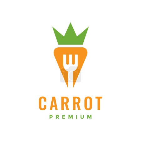 zanahoria tenedor vegetal estilo moderno simple logotipo diseño vector icono ilustración