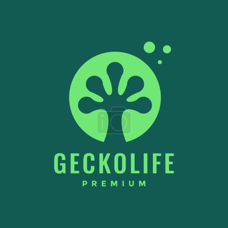 Gecko food paw moderne minimaliste cercle de mascotte simple logo propre conception vectoriel icône illustration