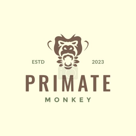 Affe brüllen Primaten Porträt Maskottchen Charakter Hipster Vintage Logo Design Vektor Ikone Illustration