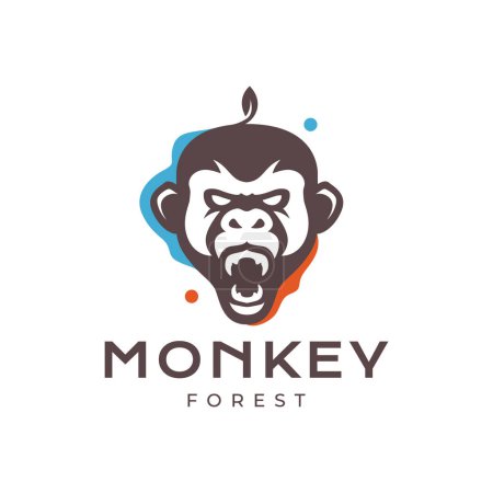 monkey roar primate portrait mascot character colorful logo design vector icon illustration