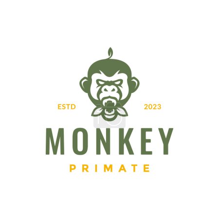 Affe brüllen Primaten Porträt Maskottchen Charakter Hipster farbig Logo Design Vektor Ikone Illustration