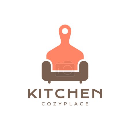 Sofa Sessel Restaurant gemütlich Ort Essen Kochen modern minimalistisch Logo Design Vektor Ikone Illustration