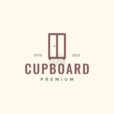 cupboard interior furniture modern minimalist line style simple logo design vector icon illustration