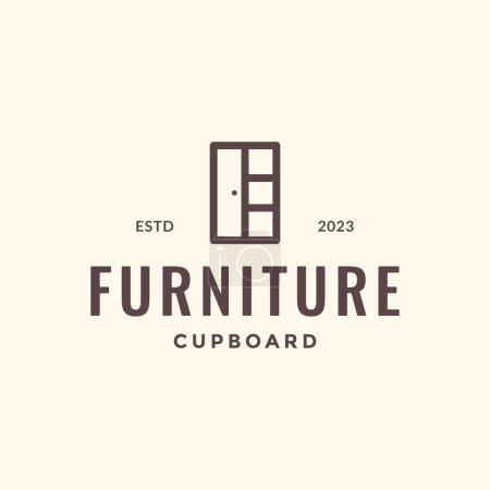 cupboard interior furniture modern minimalist line style simple logo design vector icon illustration