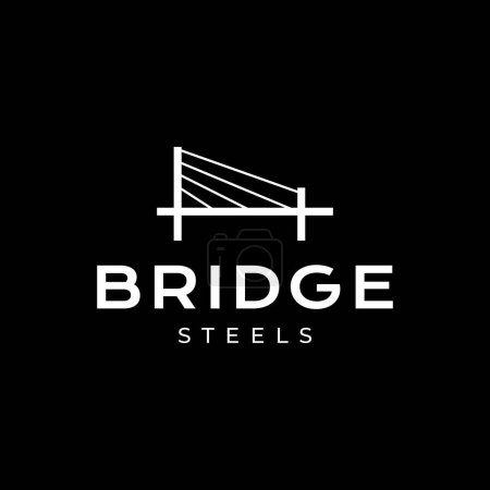 cable stayed bridge steel construction building simple minimal modern logo design vector icon illustration