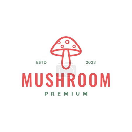 mushroom trumpet vegetable minimal simple line style logo design vector icon illustration