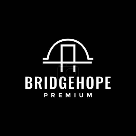 tied arch bridge construction building modern circle rounded simple line style minimal logo design vector icon illustration