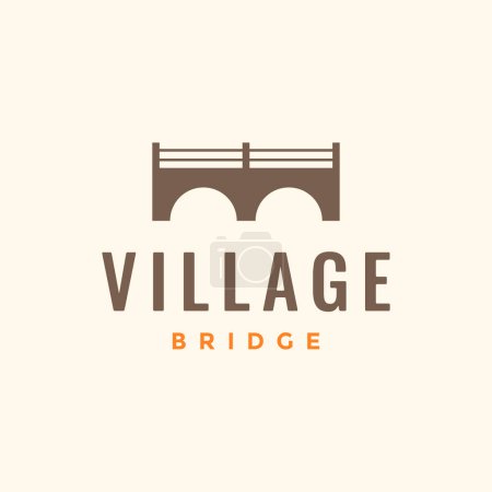 arch bridge classic construction legend river village hipster logo design vector icon illustration